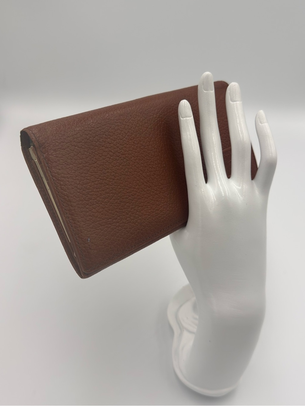 Burberrys Vintage Kisslock Brown Embossed Leather Logo Panel Nova Check Interior - Picture 4 of 12